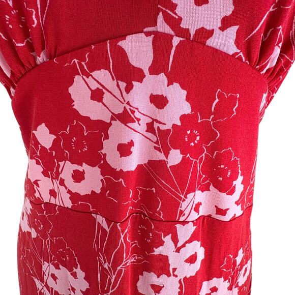 Banana Republic Silk Blend Red & Pink Floral Maxi Dress XL - Picture 4 of 9